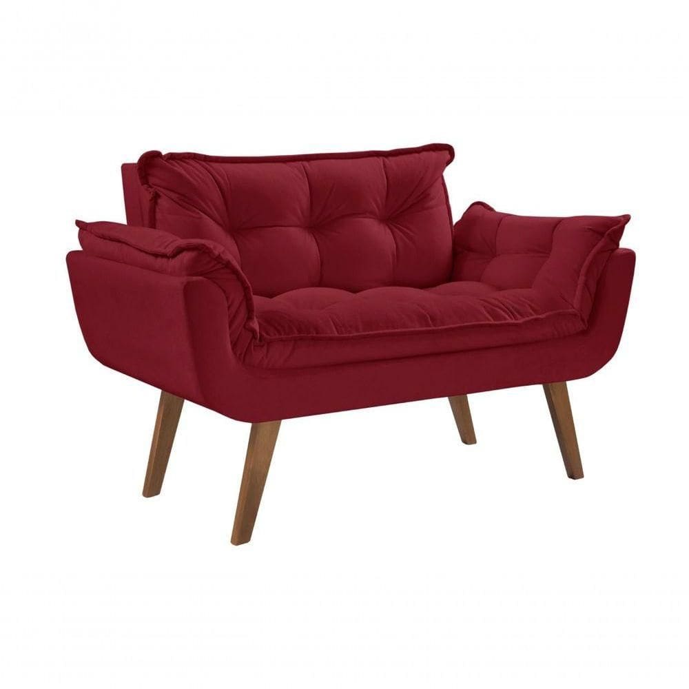 Poltrona Namoradeira Opalla Pé Palito D Salla 2 Lugares Suede Bordô