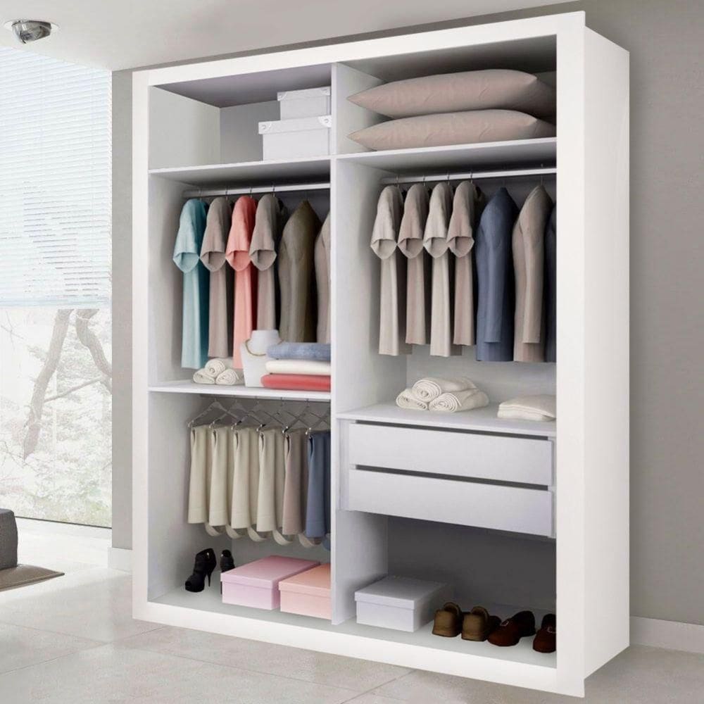 Closet Solteiro Sem Portas 2 Gavetas Júlia Minastex Branco