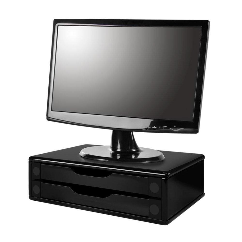 Suporte De Monitor De Madeira Com 2 Gavetas Preto