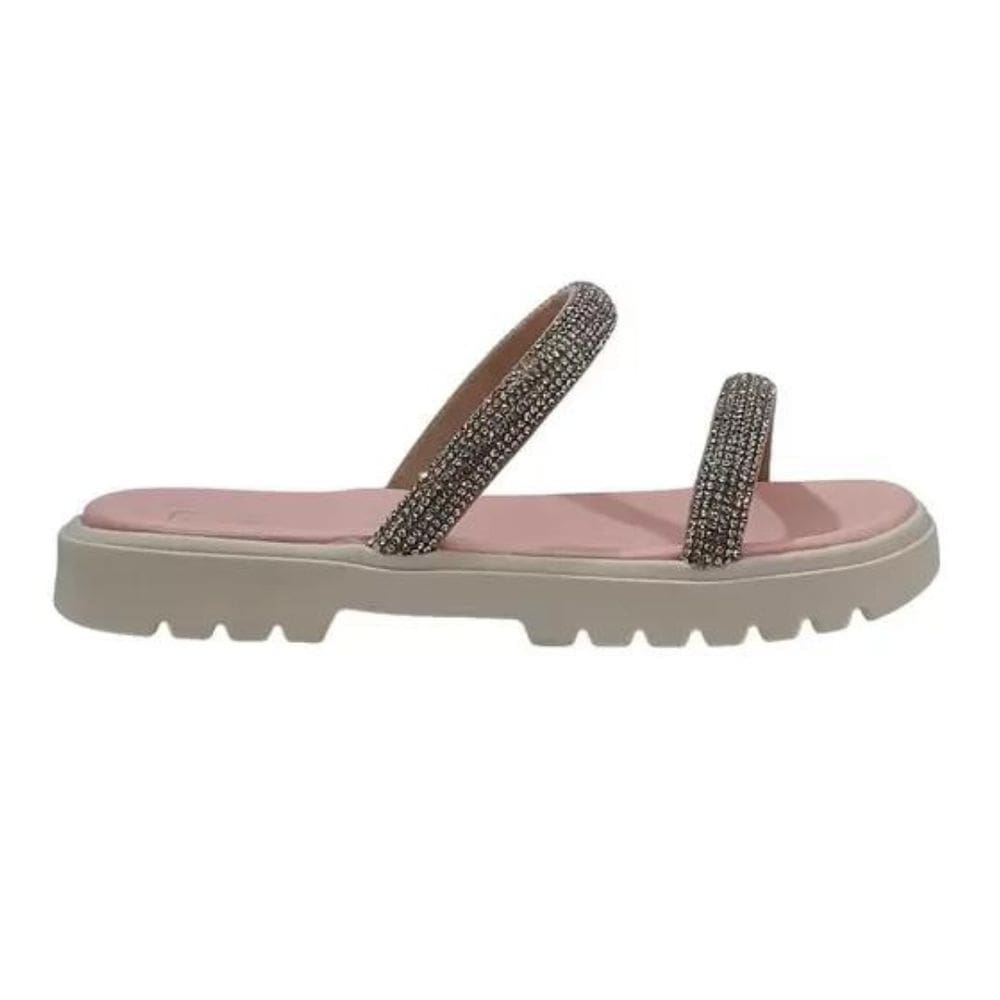 Chinelo Molekinha Slide Infantil Rosa Strass