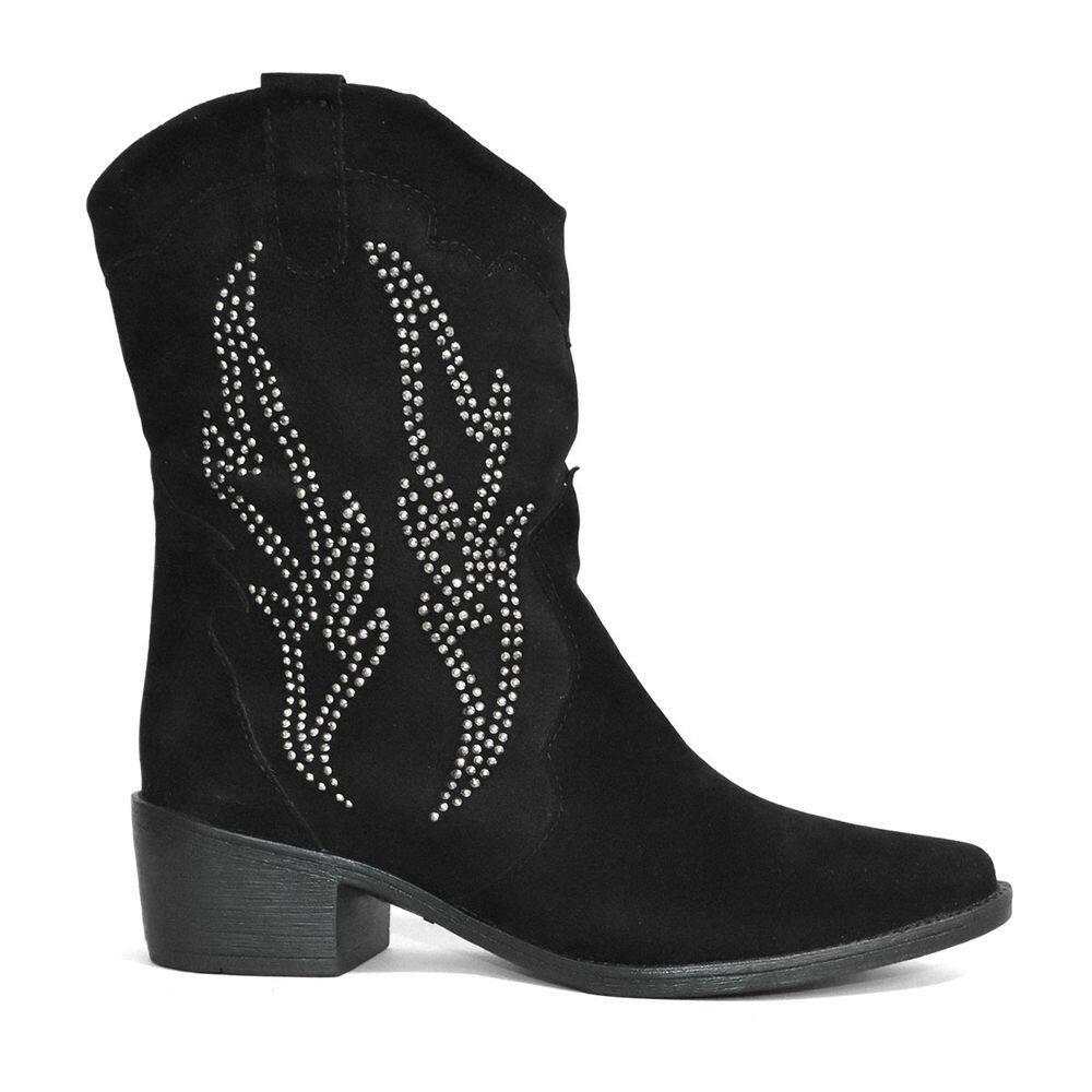 Bota Godiva Country Strass Cano Médio Feminina Preta