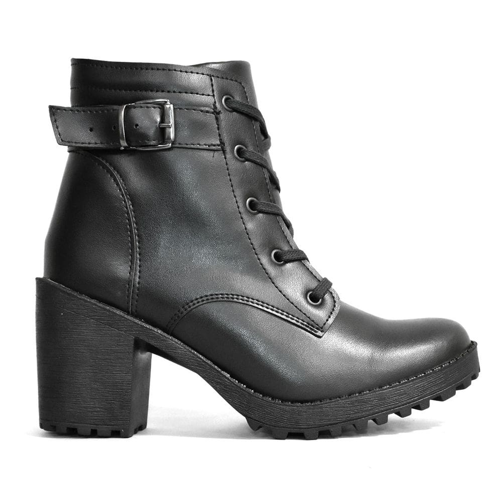 Coturno Godiva Cano Curto Salto Fivela Feminino Preto