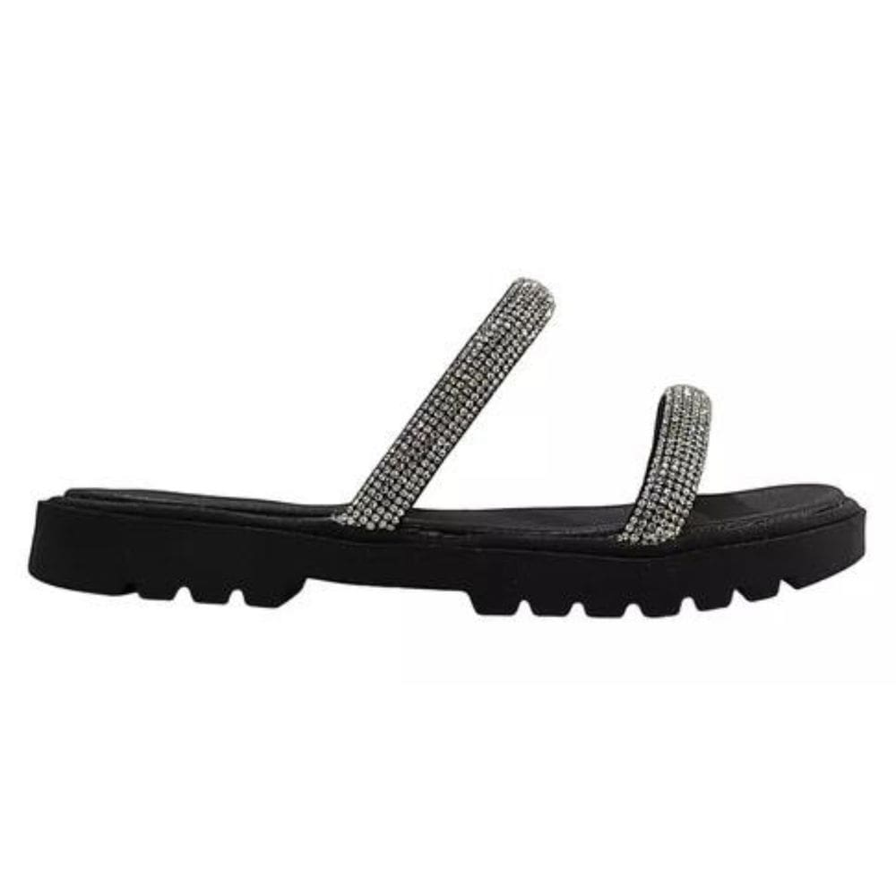 Chinelo Molekinha Slide Infantil Preto Strass