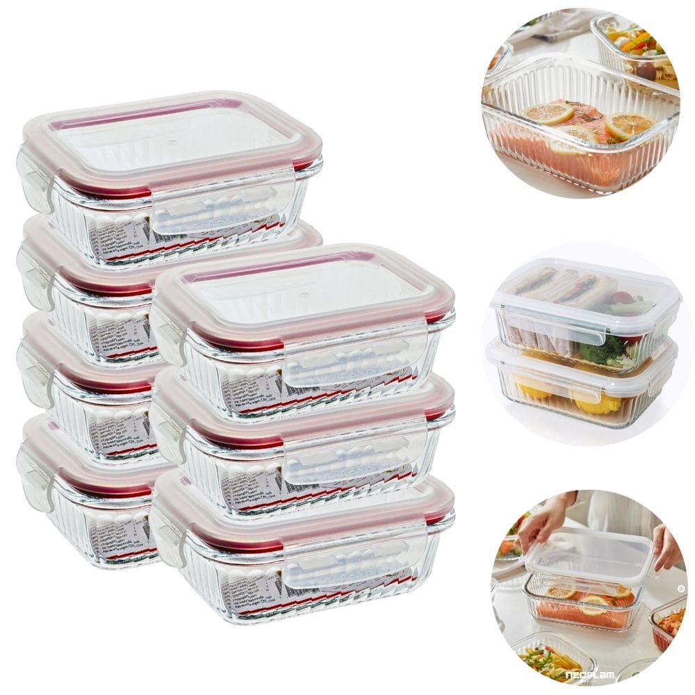 7Un Pote Tigela Vidro Transparentes 1040ml Hermetico Marmita