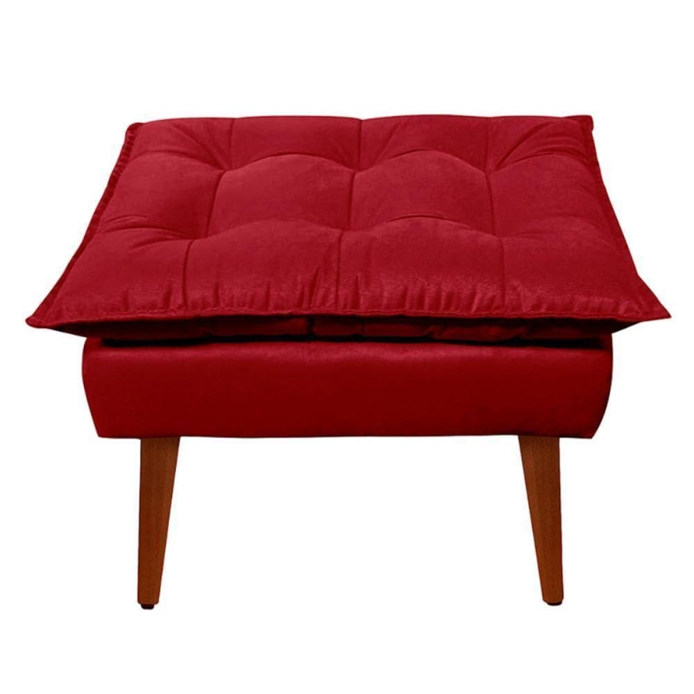 Puff Decorativo Opala Vermelho Pés Palito