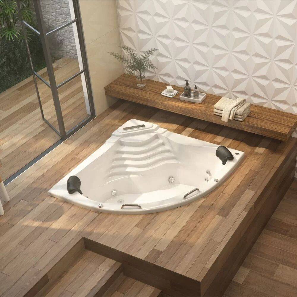 Banheira de Hidromassagem Acapulco Gran Luxo 150x211x51cm - P3 - 110v - sem Aquecedor Branco