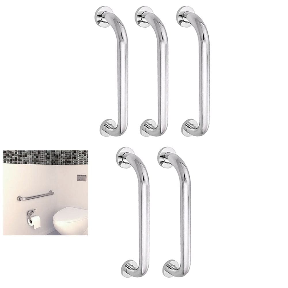 Alça de Apoio 30cm Inox Barra Kit 5 Unidades Acessibilidade Idoso Banheiro Box Deficiente