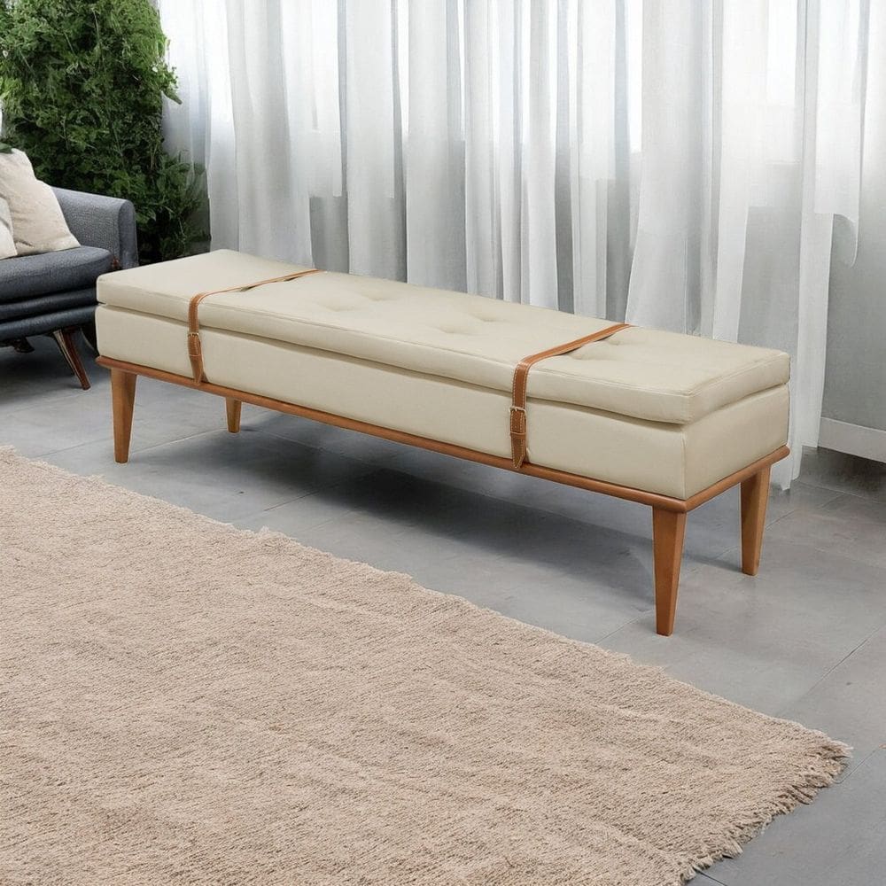 Recamier Luxo Madeira Maciça Londres Bege Claro