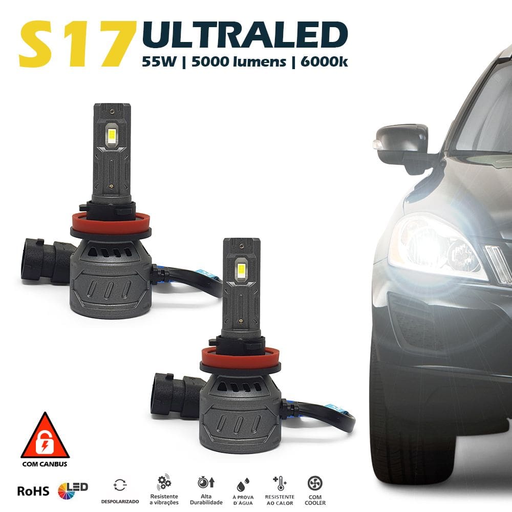 Par Lâmpadas H11 Farol Milha Ford Focus Ultra Led 10000 Lumens Canbus Canceller Não Acusa 2004 2005 2006 2007 2008 2009