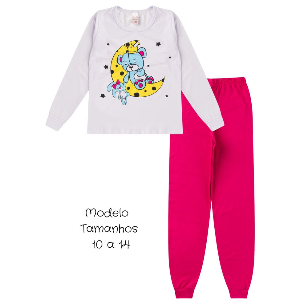 Pijama Infantil Menina Inverno em Malha Roupa de Dormir