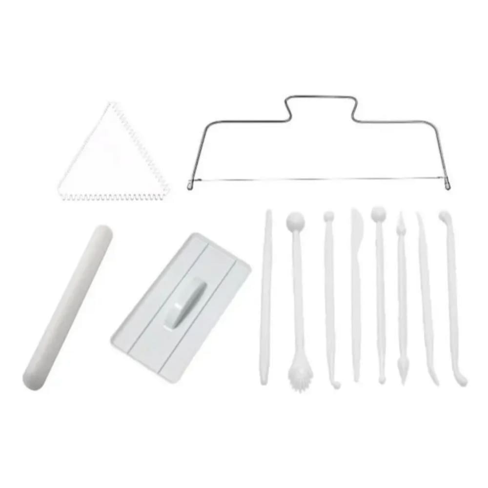 Kit Estecas + Espátula + Rolo + Alisador + Nivelador De Bolo