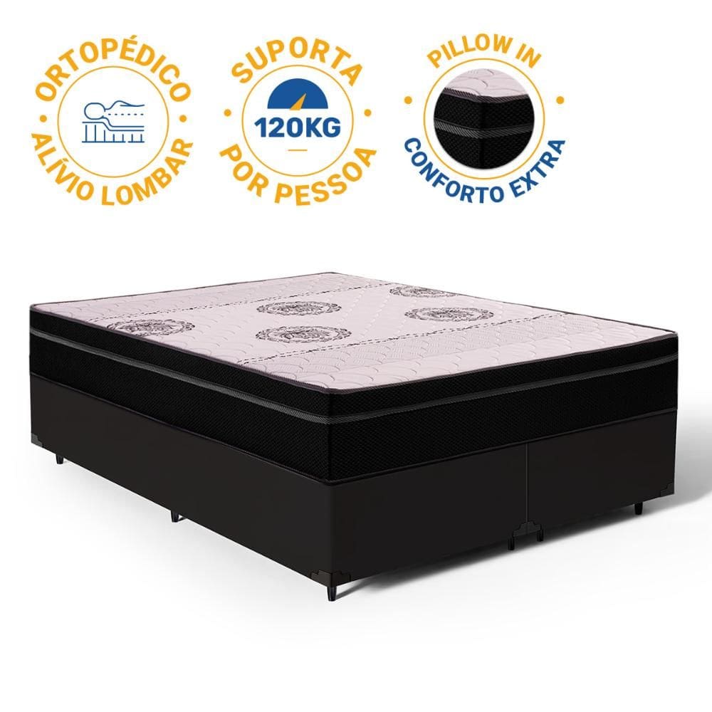 Cama Box com Colchão Pillow In Orthoplus Queen 158x198x30cm