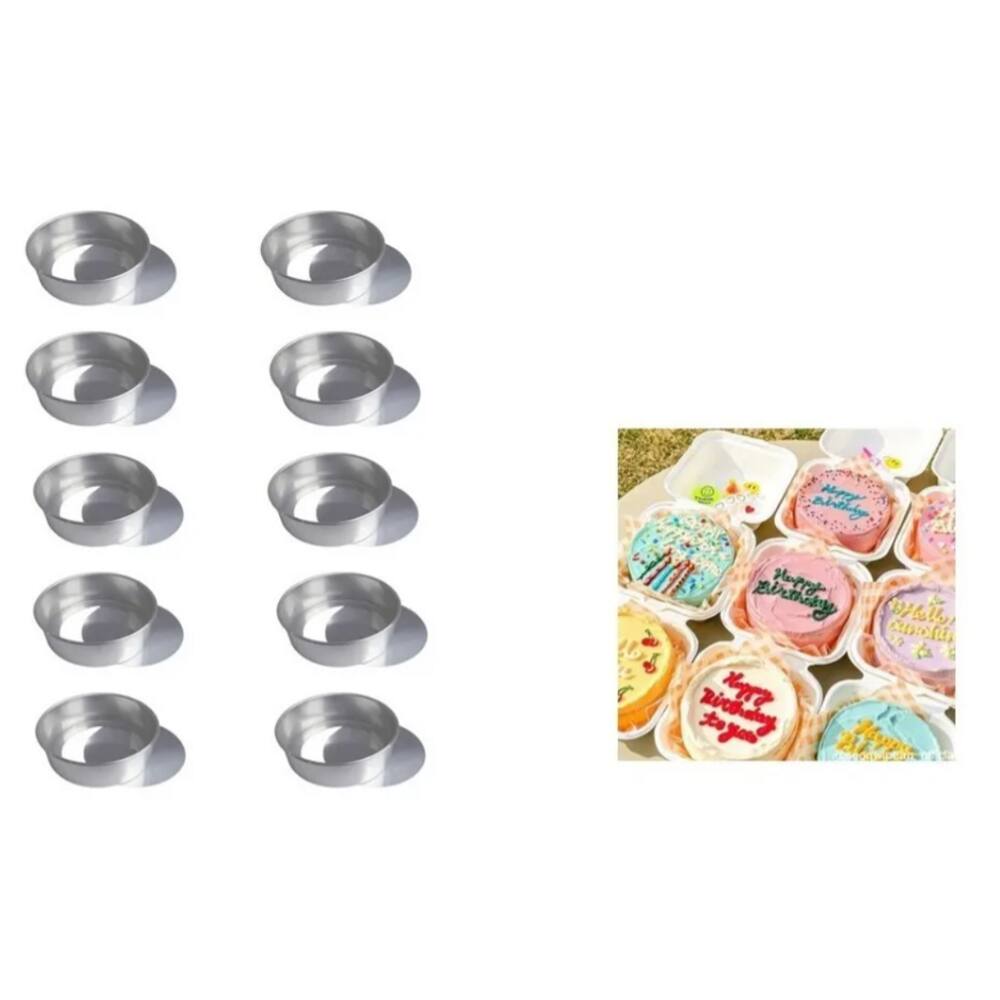 Kit 10 Formas Para Bolo Bentô Cake Fundo Falso / Removível