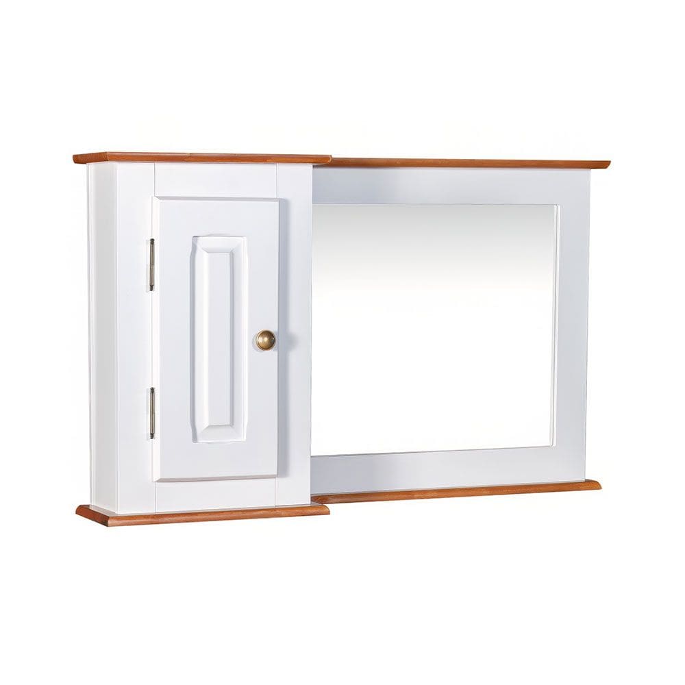 Armário De Banheiro Com Espelho 1 Porta e Prateleira Dália 3059-97 Linz Móveis - Branco/Imbuia Glazer
