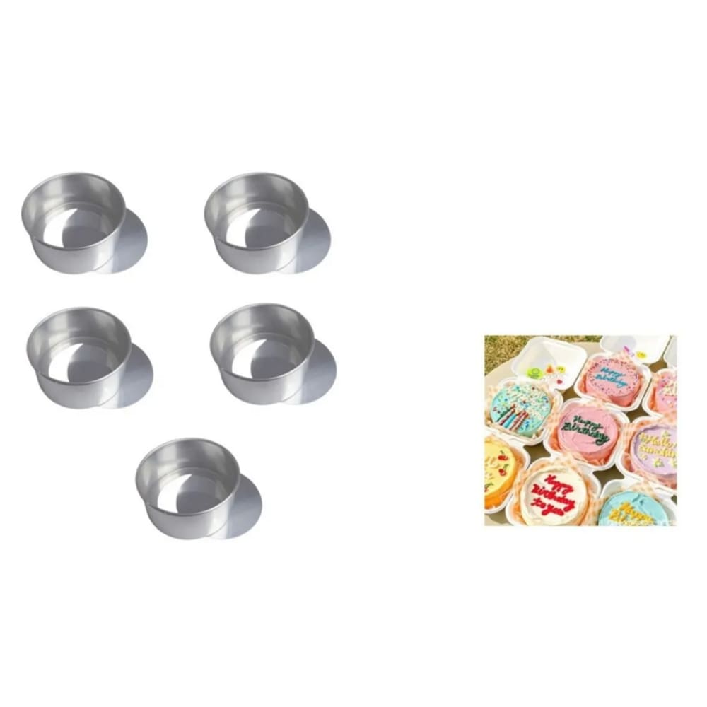 Kit 5 Formas Para Bolo Bentô Cake Fundo Falso / Removível