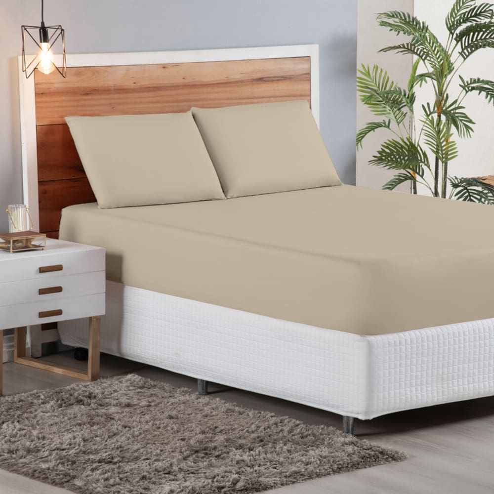 Lençol com Elástico mias Fronha Jogo de Cama Casal.