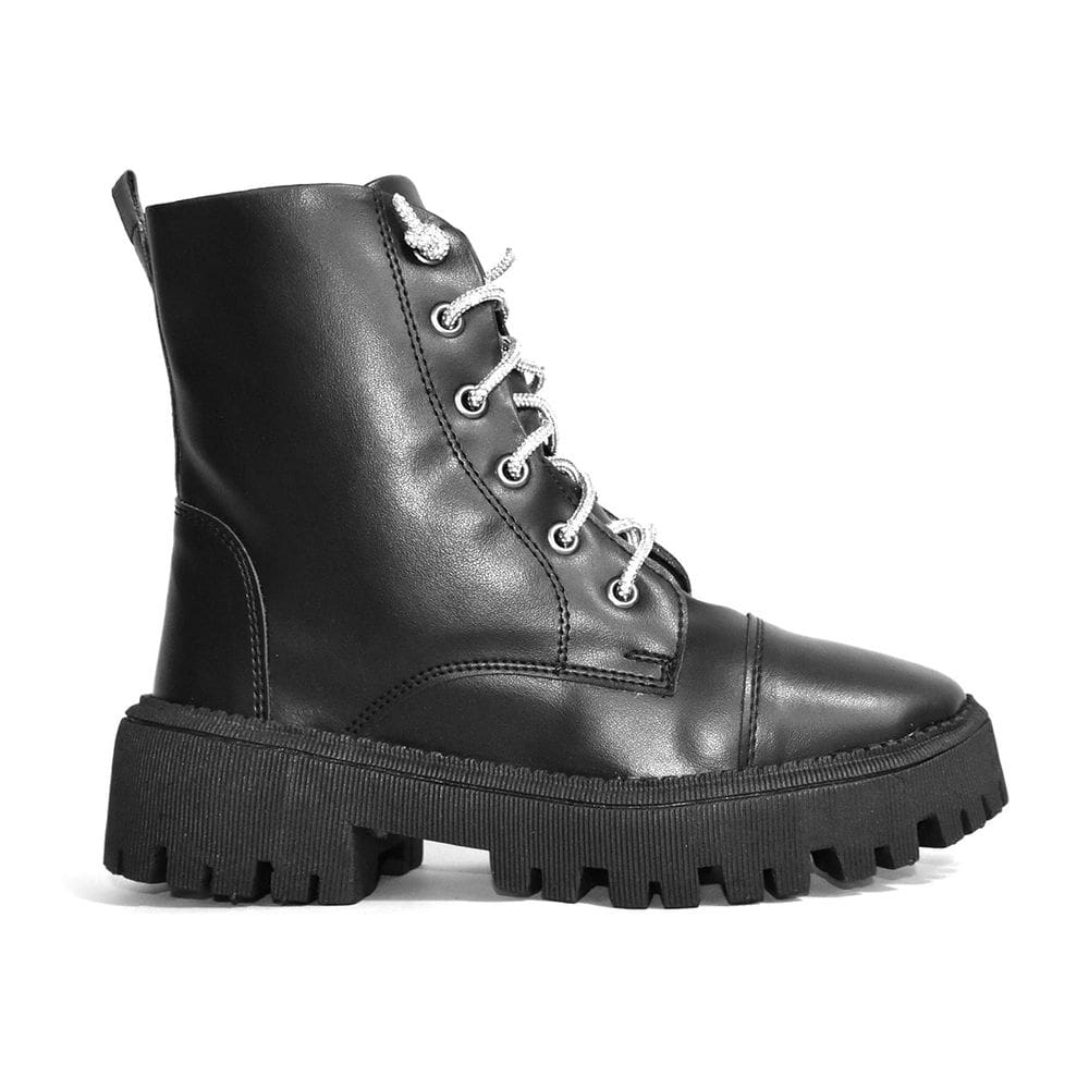 Coturno Godiva Cadarço Com Brilho Feminino Preto