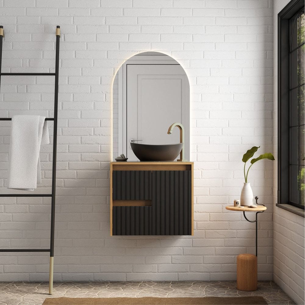 Gabinete para Banheiro em Madeira Kyoto 60 Jequitibá/Preto