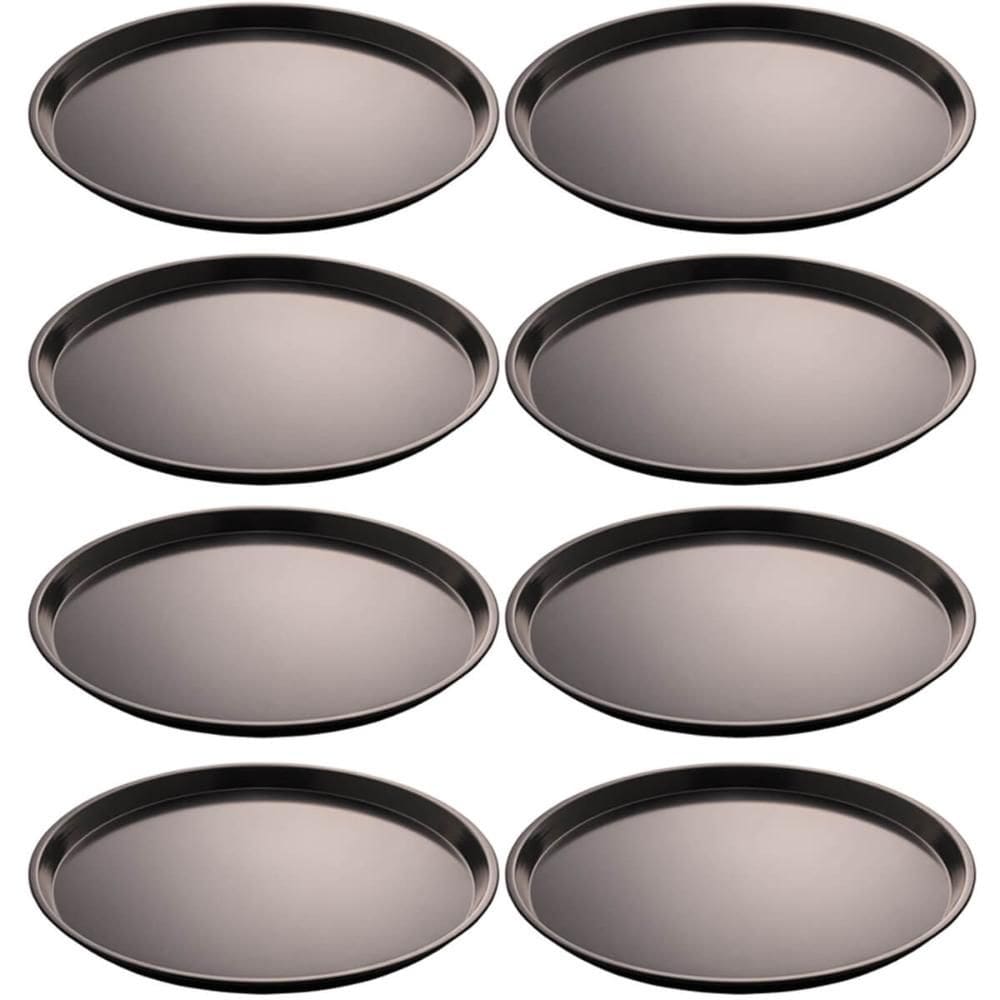 Kit 8 Formas para Pizzaria Padaria 31,5cm Assadeiras Antiaderentes Redondas Rasas Aço Carbono
