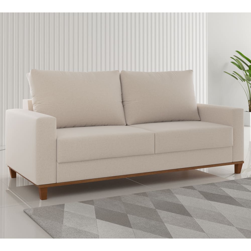 Estofado Living 3 Lugares Gael Linho Bronze - Casa Giulia