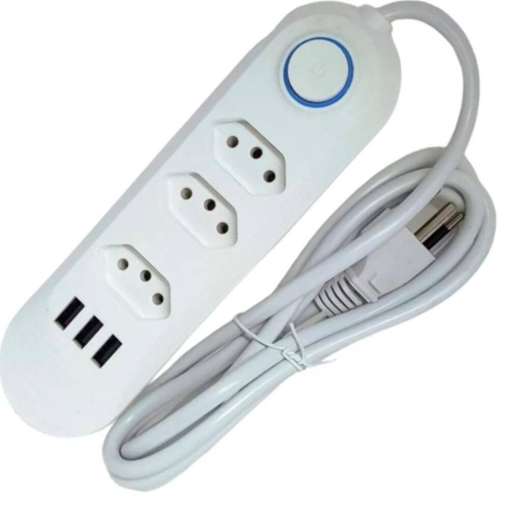 Protetor Elétrico 3 Tomadas Usb Bivolt Reforçado Televisão