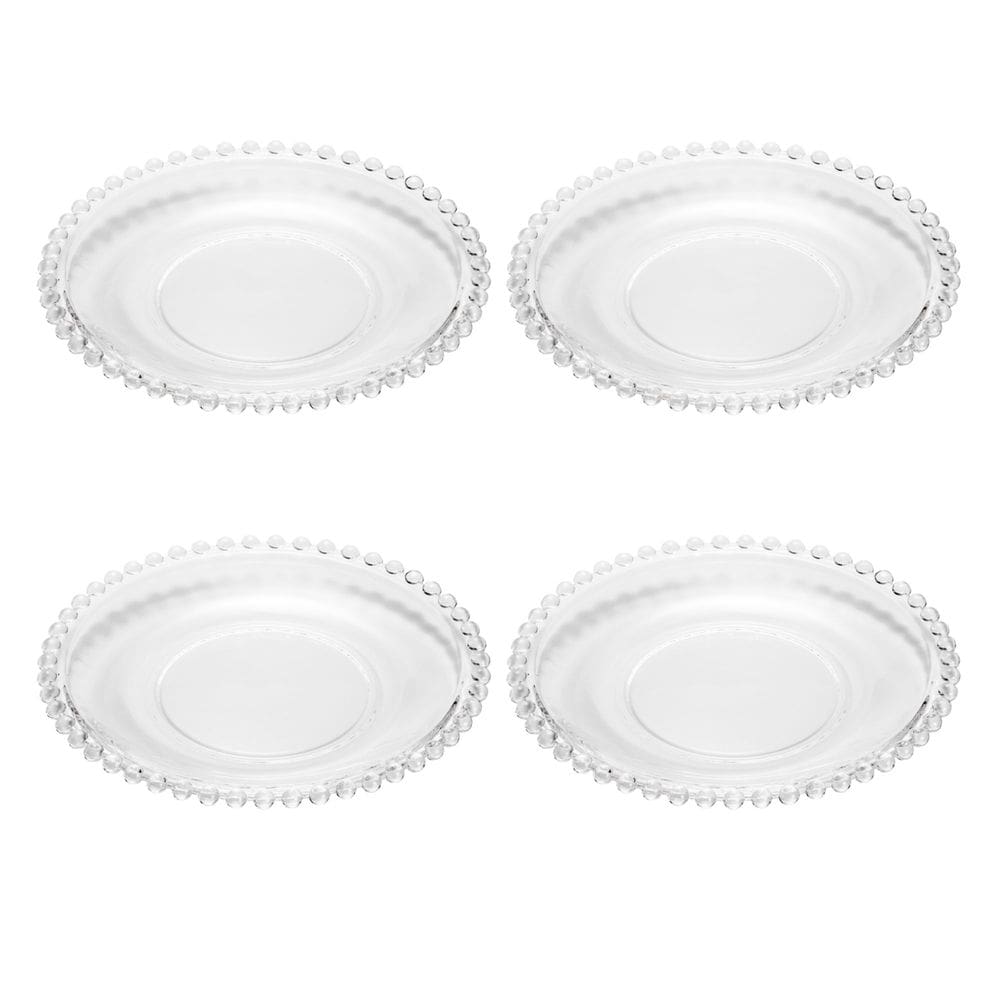 Cj 4 Pratos Sobremesa Cristal de Chumbo Pearl 20cm - Wolff