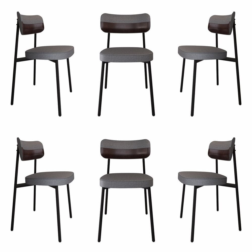 Cadeira Fixa com 4 Pés 50 X 44,7 X 83,8 Cm com 6 Unidades Alloa Corriente Cinza/Café/Preto