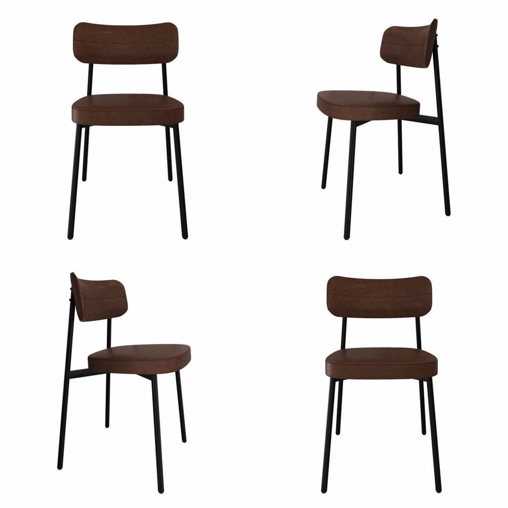 Cadeira Fixa com 4 Pés 50 X 44,7 X 83,8 Cm com 4 Unidades Alloa Whisky/Preto Epoxi