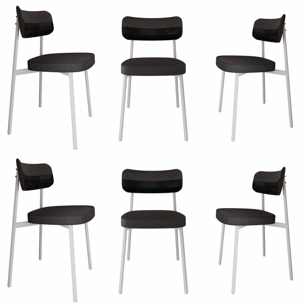 Cadeira Alloa Fixa com 4 Pés 50 X 44,7 X 83,8 Cm com 6 Unidades Preto/Branco Epoxi