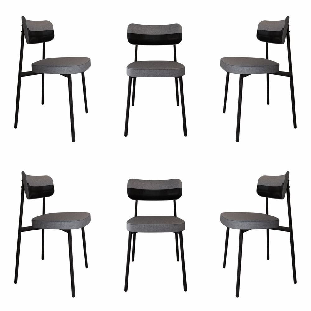 Cadeira Fixa com 4 Pés 50 X 44,7 X 83,8 Cm com 6 Unidades Alloa Corriente Cinza/Preto/Preto