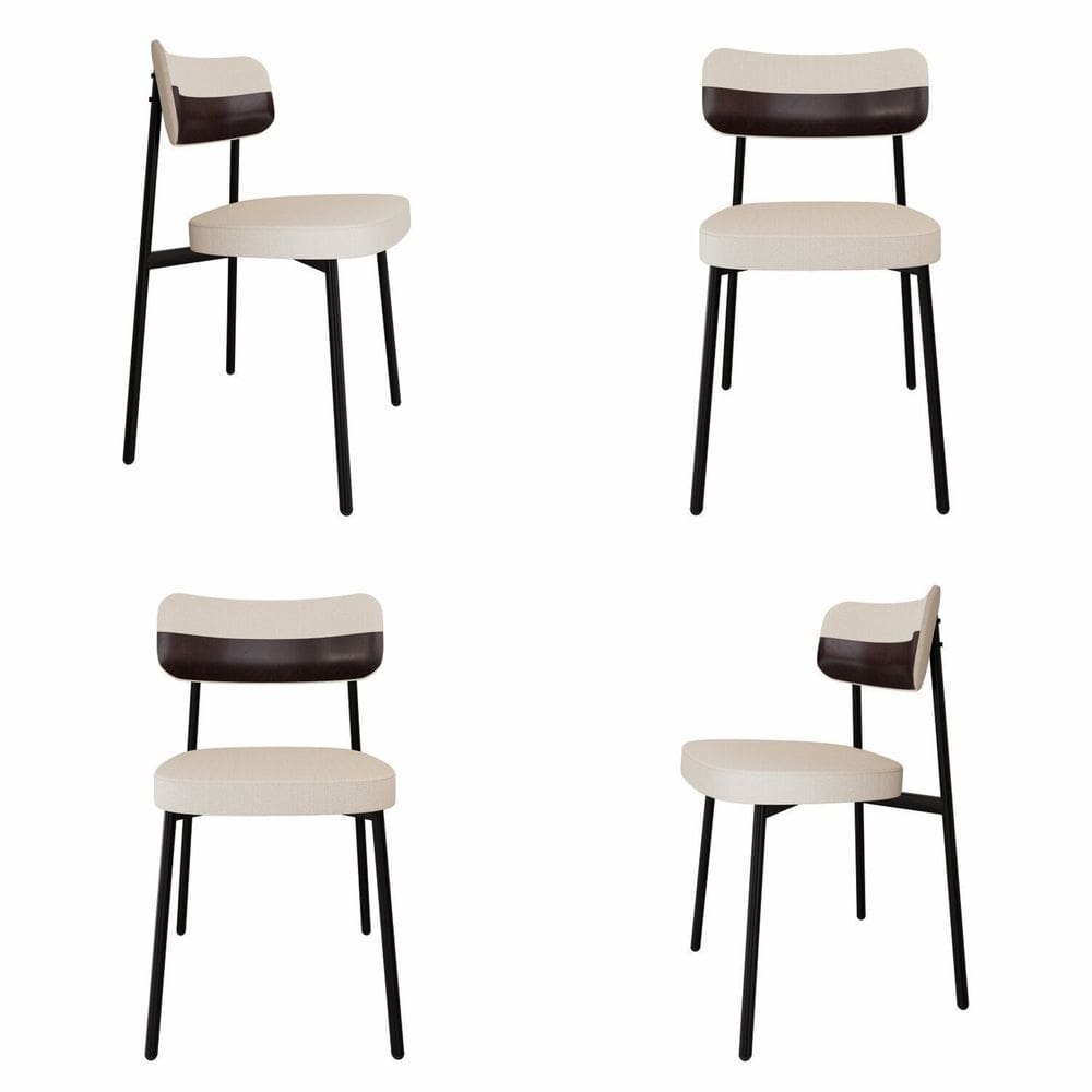 Cadeira Fixa com 4 Pés 50 X 44,7 X 83,8 Cm com 4 Unidades Alloa Palha/Café/Preto Epoxi