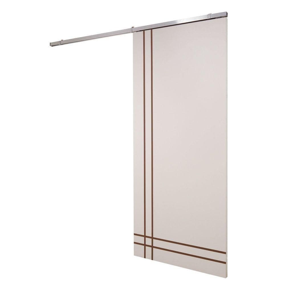 Porta De Correr Branco Prime Frisada Kit Alumínio F06 - 210x90