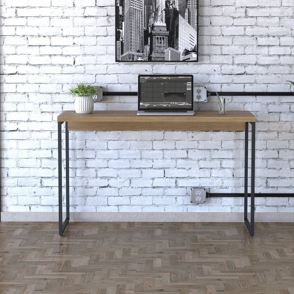 Escrivaninha Estilo Industrial 120cm Dynamica Yescasa Lamina Mel/Preto