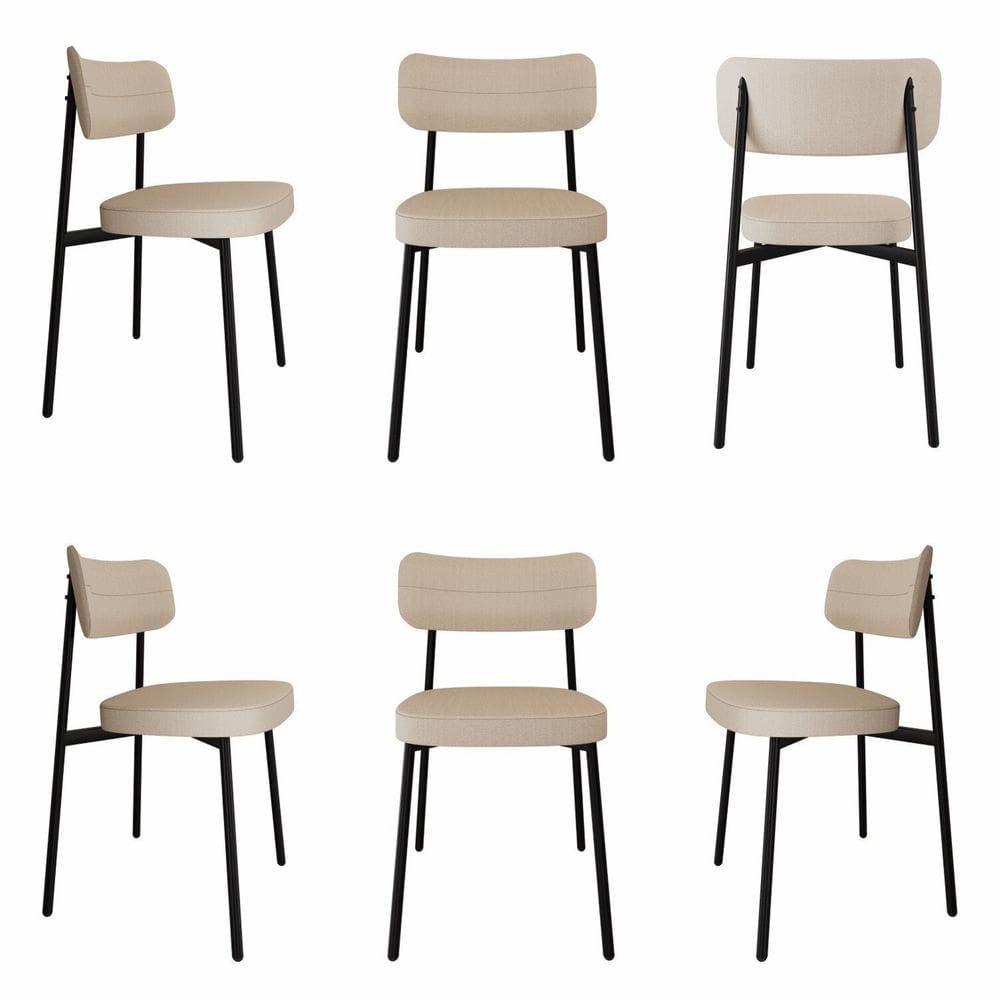 Cadeira Fixa com 4 Pés 50 X 44,7 X 83,8 Cm com 6 Unidades Areia/Preto Epoxi