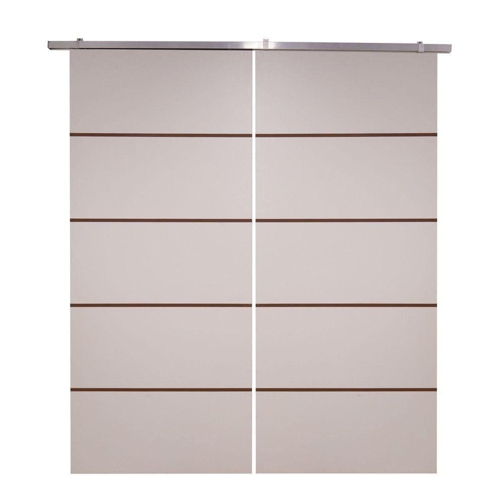 Porta Dupla Branco Prime Frisada Kit Alumínio F03 - 210x180
