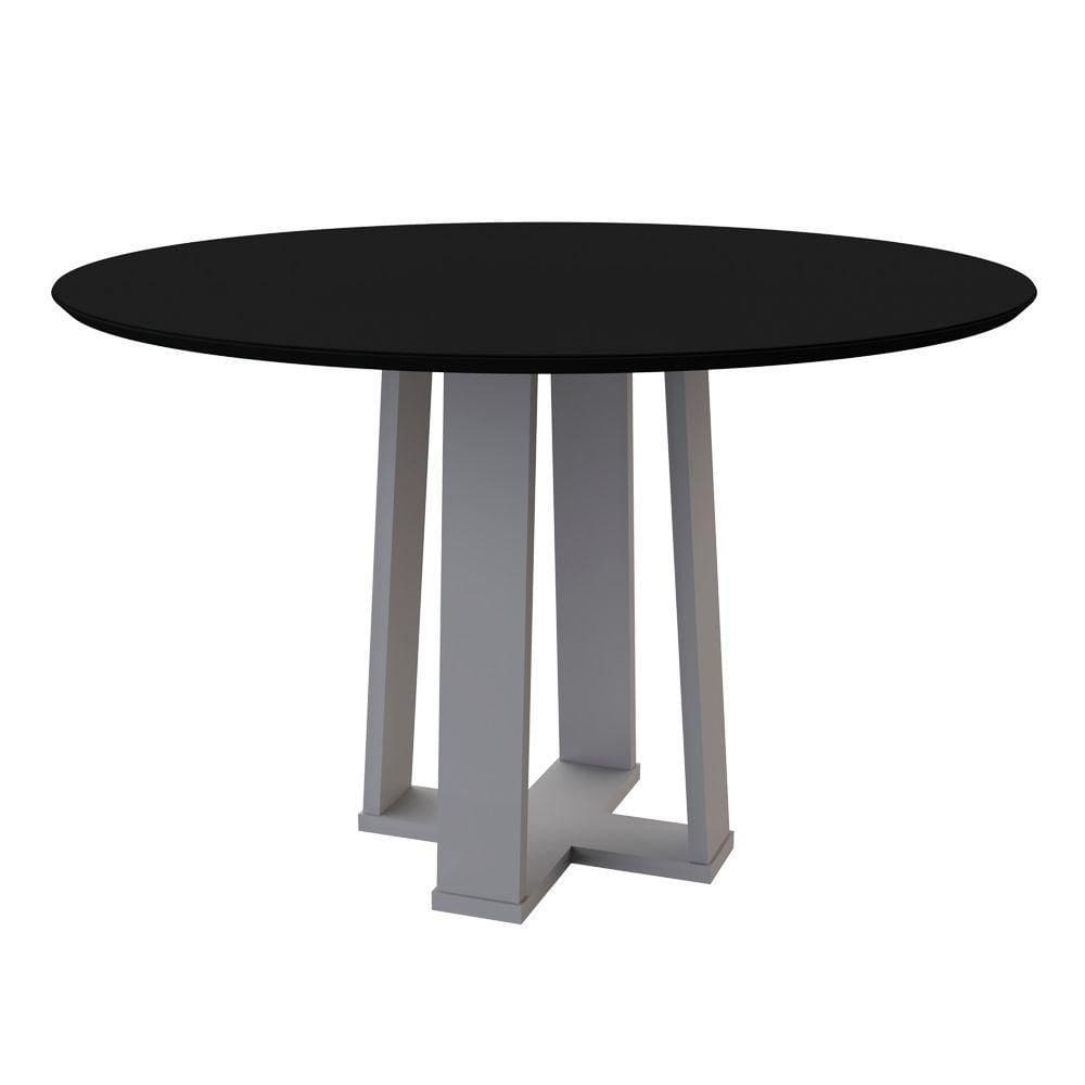 Mesa De Jantar 4 Lugares 1,20m Vidro Isabela Off White Preto