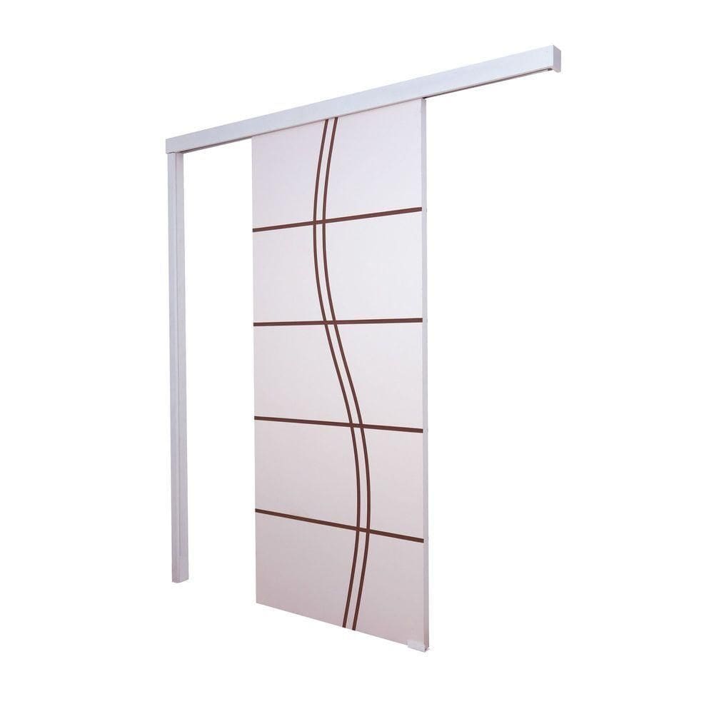 Porta De Correr Branco Prime Frisada Fs Duplo 210x90
