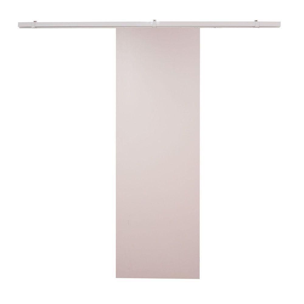 Porta De Correr Branco Prime Com Kit Alumínio Branco - 210x70