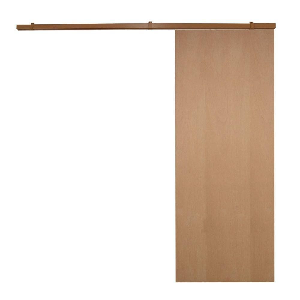 Porta De Correr Verniz Com Kit Alumínio Marrom - 210x90