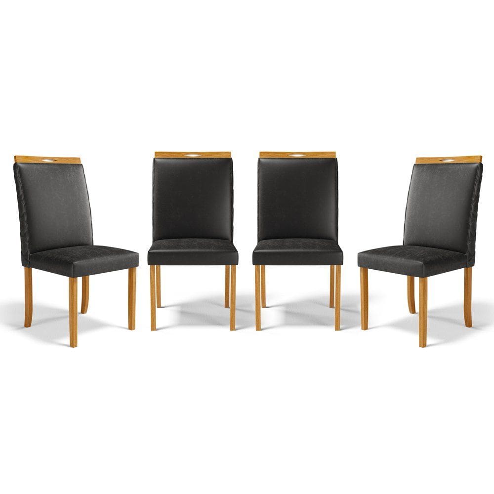 Kit Com 4 Cadeiras Agnes Madeira Maciça Estofadas Para Mesa De Jantar