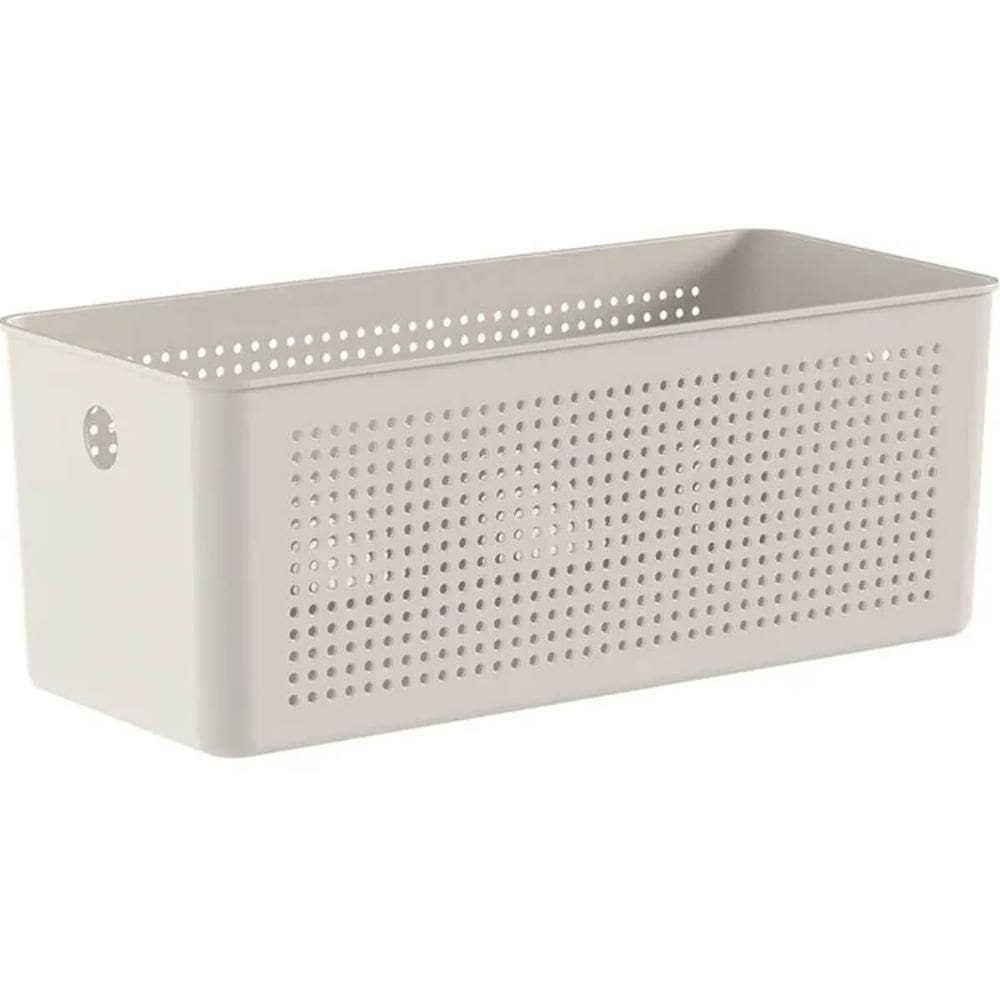 Cesto Caixa Organizadora Retangular 33x15x13cm Perfurações 6,6L Bege Flow