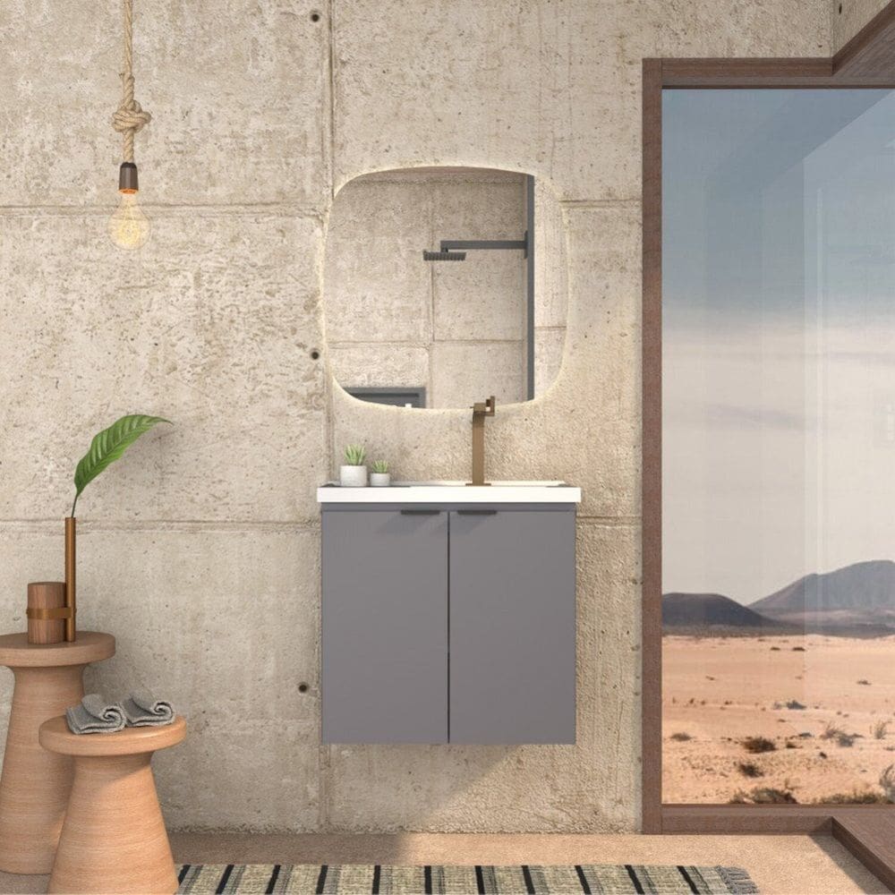 Gabinete para Banheiro com Lavatório Aster 60 Cinza