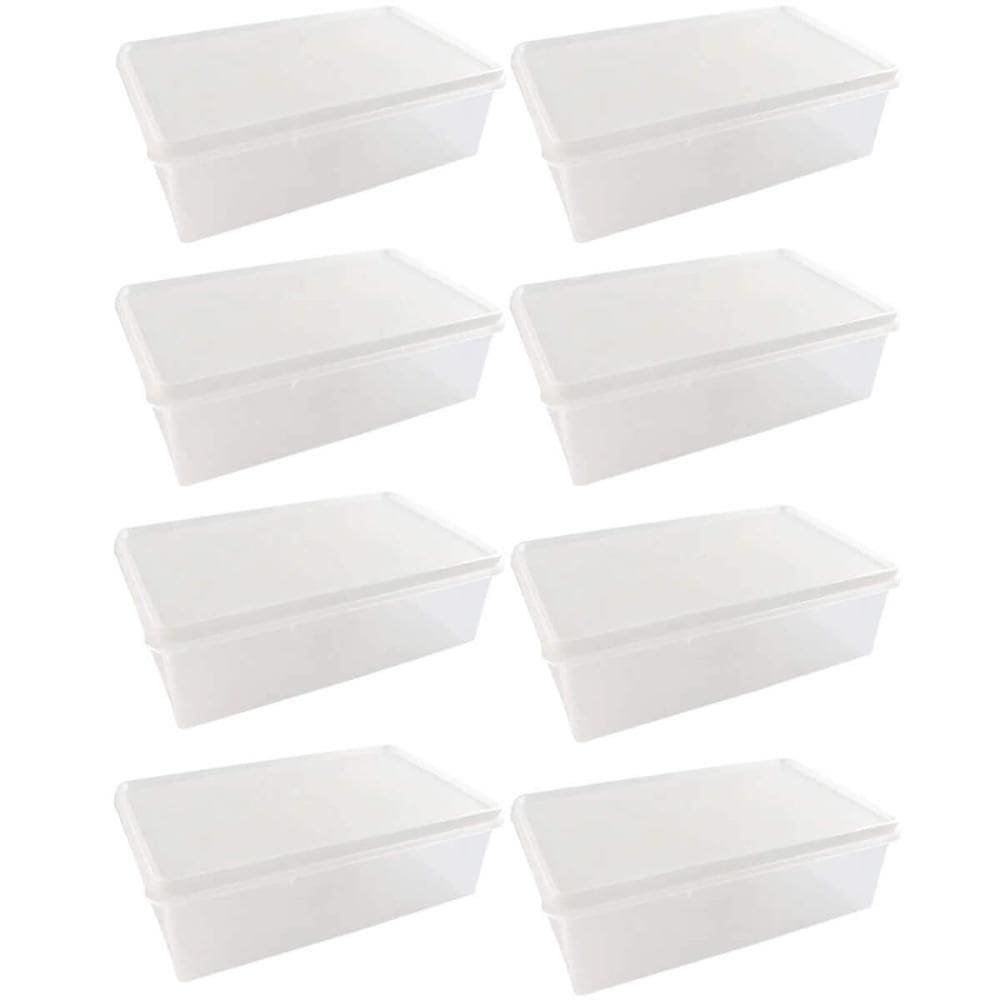 8 Caixas Organizadoras Plásticas 3,5L Tampa Hermética Retangular Plasvale