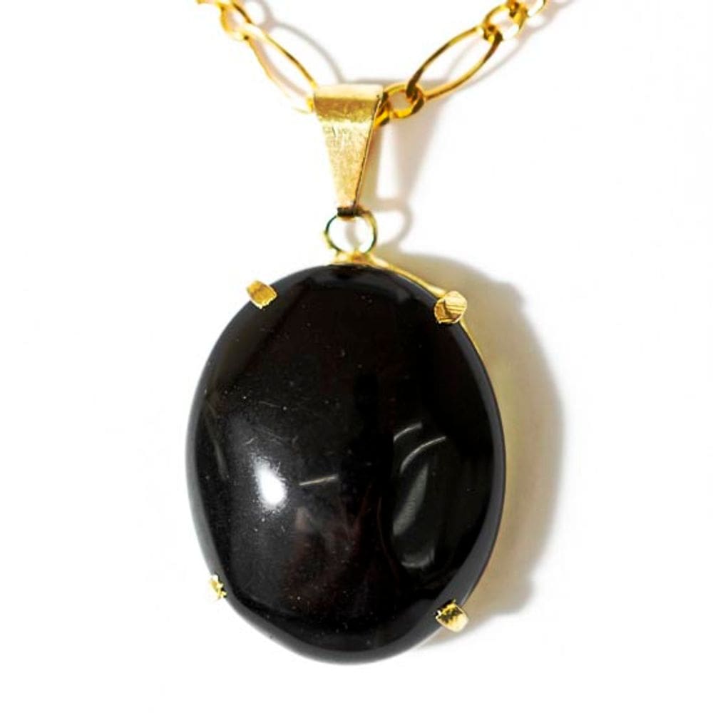 Colar Extra Cabochão Pedra Ônix Preto Garra Prata 950