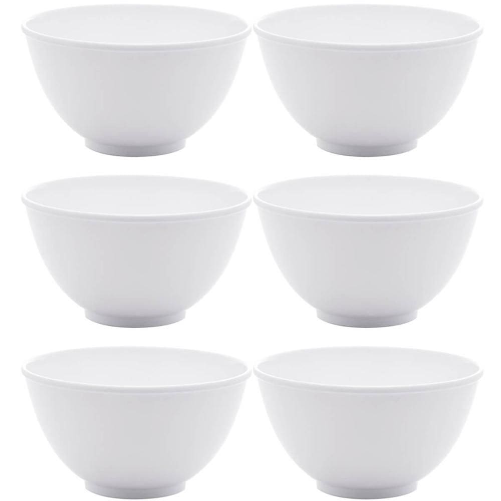 Conjunto 6 Bowls de Melamina Brancas Basic Lyor Cumbucas para Frutas Cereais Ingredientes