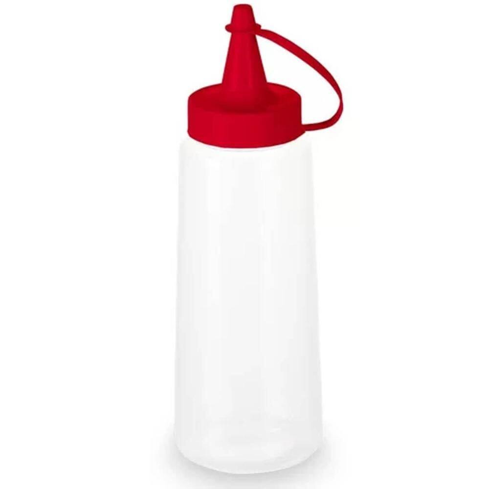 Bisnaga Plástica Lanchonete Ketchup Molhos 250ml Plasvale com Tampa Vermelha