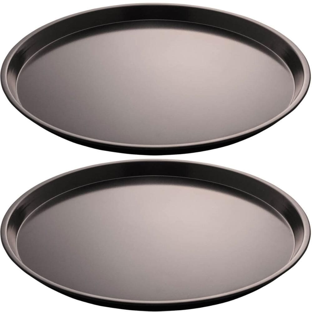 Kit 2 Formas de Pizza Redonda 36cm Assadeira Antiaderente Preta em Aço Carbono Lyor