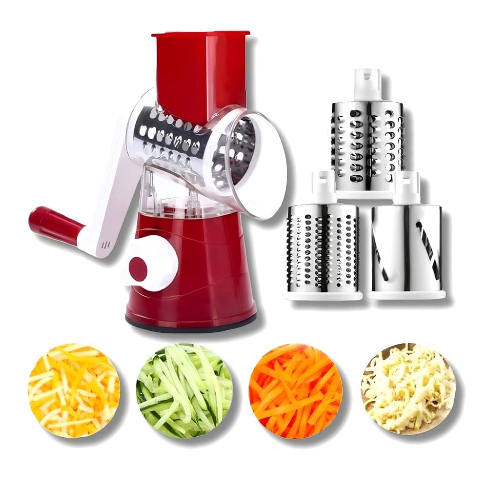 Cortador Ralador Fatiador Multiuso 3 Em 1 Picador Triturador Alimentos Verduras Legumes Queijo Graos Laminas Inox Manual
