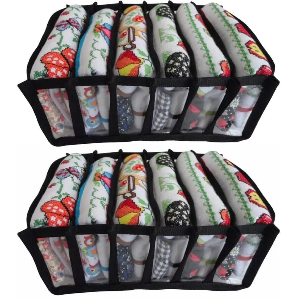 Kit 2 Colmeias Organizadoras de Gavetas 20x18cm Cozinha Lavanderia Toalhas de Louça Tnt Preta