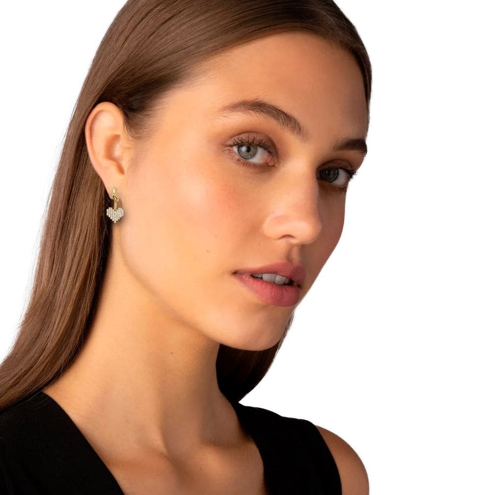 Brincos Femininos Coração Strass Brilho Luxo Tendência